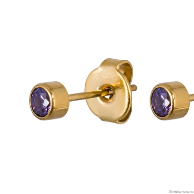 Пусеты Fiore Luna, Cubic zirconia Amethyst, SWE0128 AM G Пусеты Fiore Luna, Cubic zirconia Amethyst, SWE0128 AM G